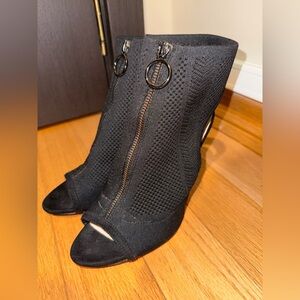 ZARA BASIC Black Zippered High Heel Open Toe Bootie Size US9/ EU 40